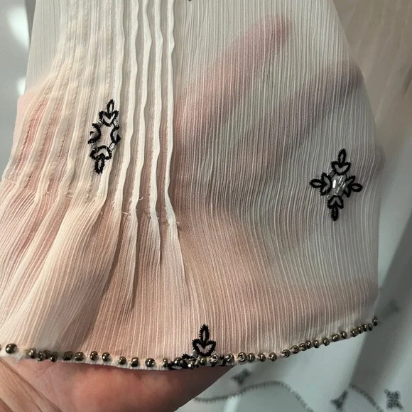 White House Black Market White and Black Women's Top 3/4 sleeve boho - Picture 8 of 14